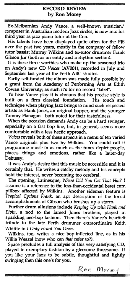 Voices review by Ron Morey